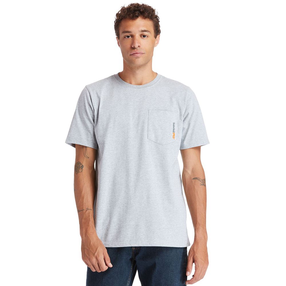 Timberland Mens T-Shirts PRO® Short Sleeve Base Plate Wicking - Grey - India SJ1473086